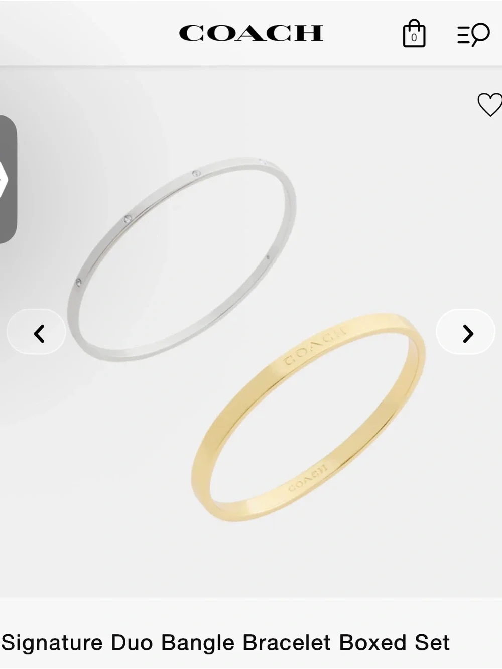 COACH Gold Tone Bangle Bracelets with Gift Box BRAND NEW